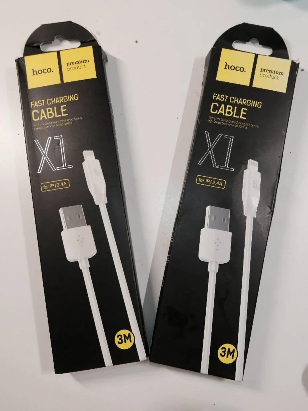 Bundle of 2 Hoco Premium 10ft Fast Charging Lightning Cables - White
